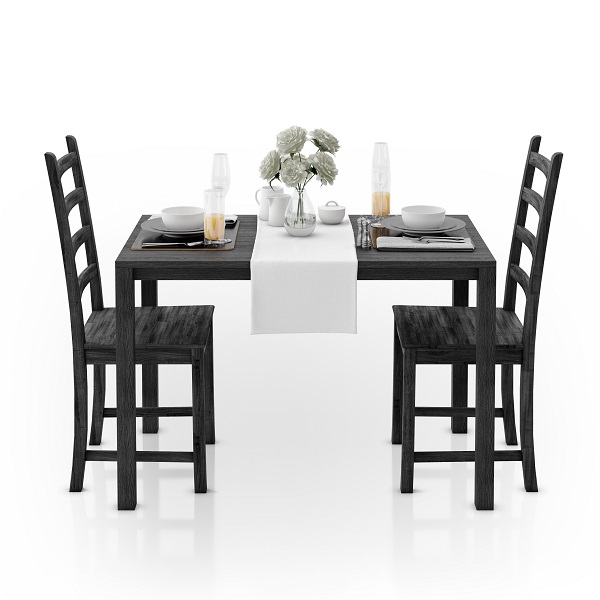 black wooden dining chairs