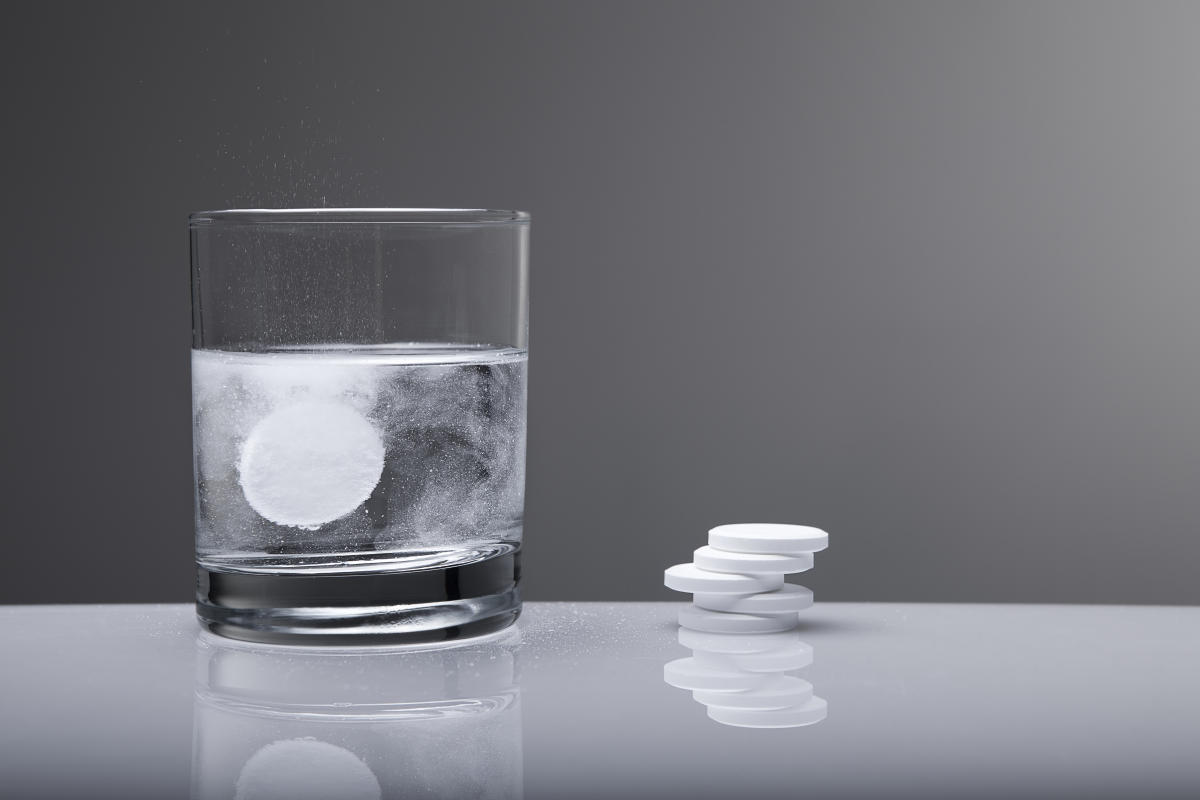 Chlorine dioxide tablets dissolving in the water.